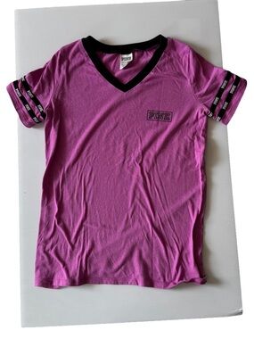 PINK Victoria's Secret Bright Pink Tee with Black Trim